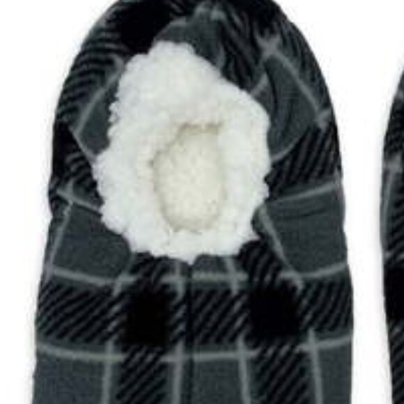 Fuzzy Babba Adult Men's Slipper Sock- (Grey Plaid, M/L 7.5-9.5) - NWT - Picture 3 of 3